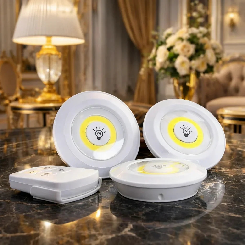 Wireless Tap LED Lights with Remote – Pack of 3 | Cabinet & Closet Lights