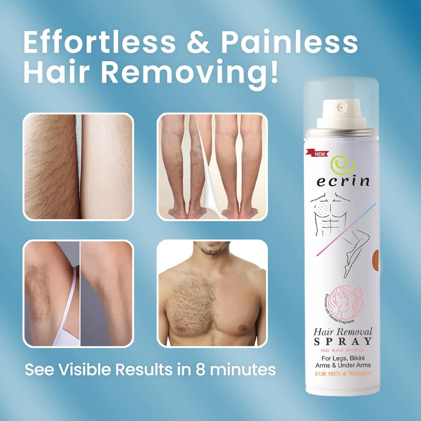 Ecrin Hair Removal Spray Advance Formula with Refreshing Fragrance (200ml)