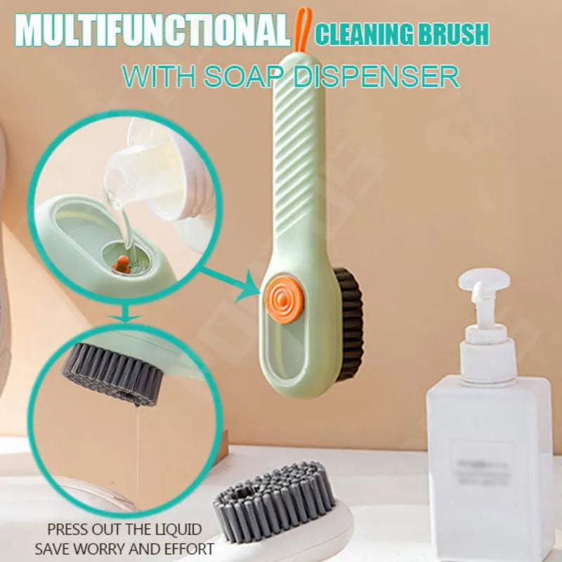 Multi-Functional Cleaning Brush With Soap Dispenser