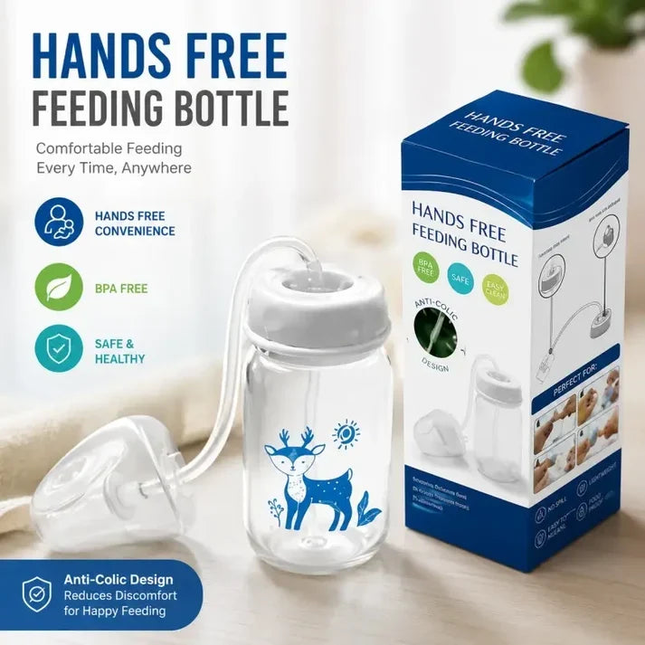Handsfree Baby Feeding Bottle 240ml with Silicone Tube & Nipple | BPA-Free