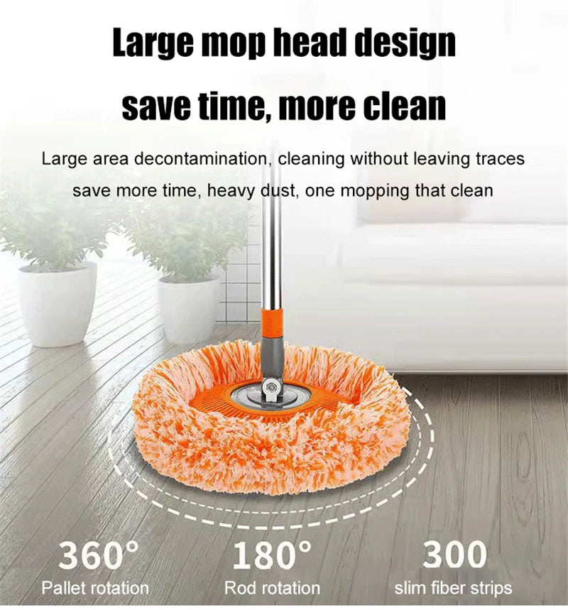 360° Rotating Multi-Functional Spin Mop with Extendable Stainless Steel Handle