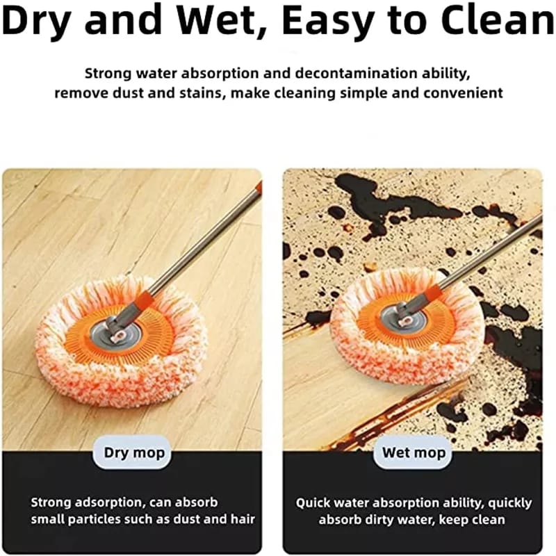 360° Rotating Multi-Functional Spin Mop with Extendable Stainless Steel Handle