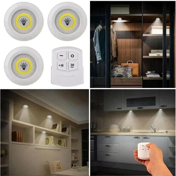 Wireless Tap LED Lights with Remote – Pack of 3 | Cabinet & Closet Lights