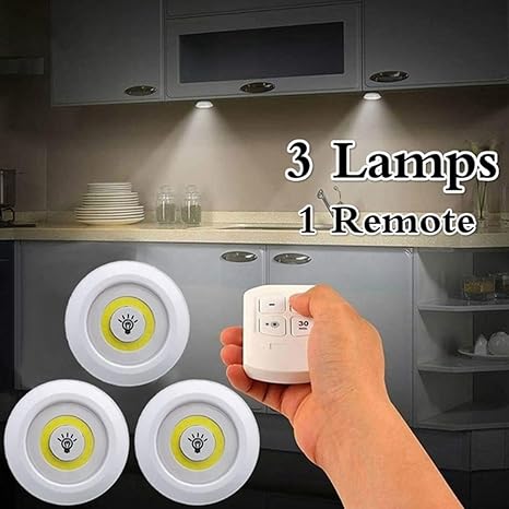 Wireless Tap LED Lights with Remote – Pack of 3 | Cabinet & Closet Lights