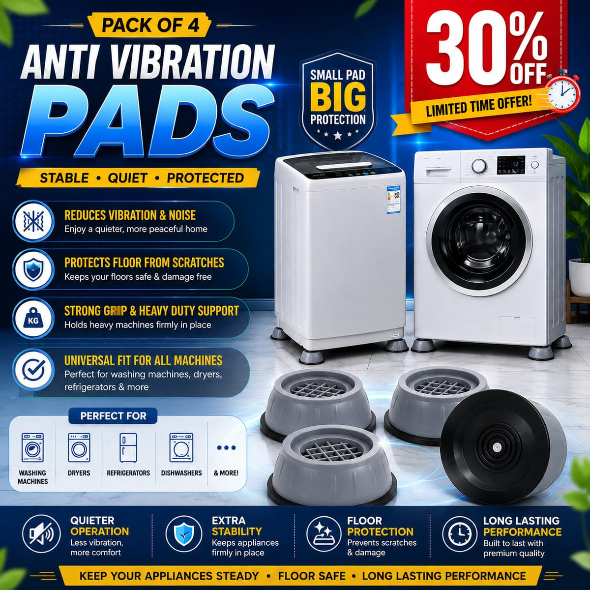 Anti Vibration Washing Machine Feet Pads