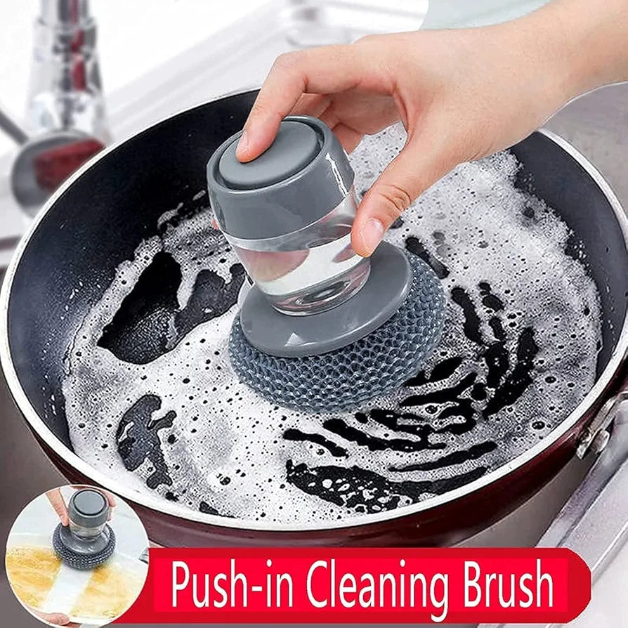 Buy 1 Get 1 FREE | Kitchen Dish Scrubber with Soap Dispenser | 2 Pcs