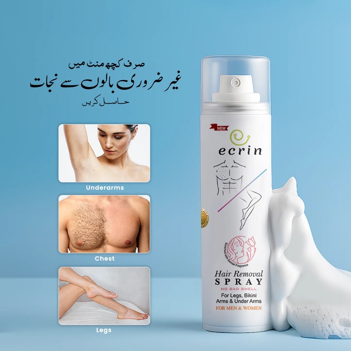 Ecrin Hair Removal Spray Advance Formula with Refreshing Fragrance (200ml)