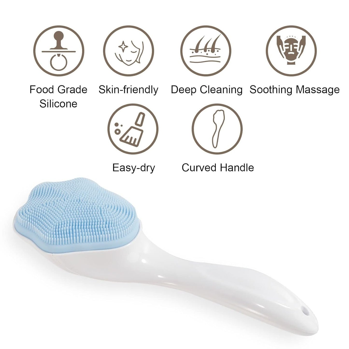 Silicone Face Scrubber Exfoliating Brush Manual Handheld Facial Cleansing Soft Bristles