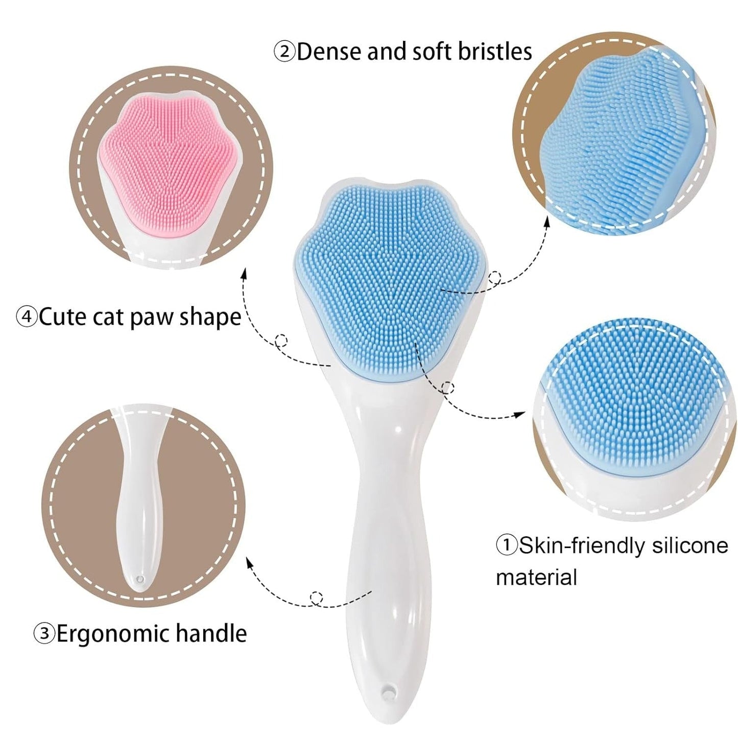 Silicone Face Scrubber Exfoliating Brush Manual Handheld Facial Cleansing Soft Bristles
