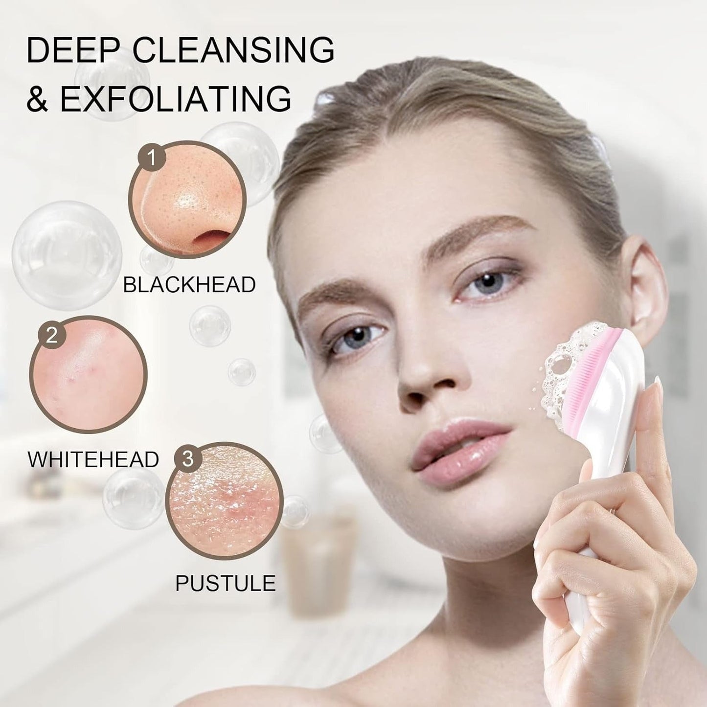 Silicone Face Scrubber Exfoliating Brush Manual Handheld Facial Cleansing Soft Bristles
