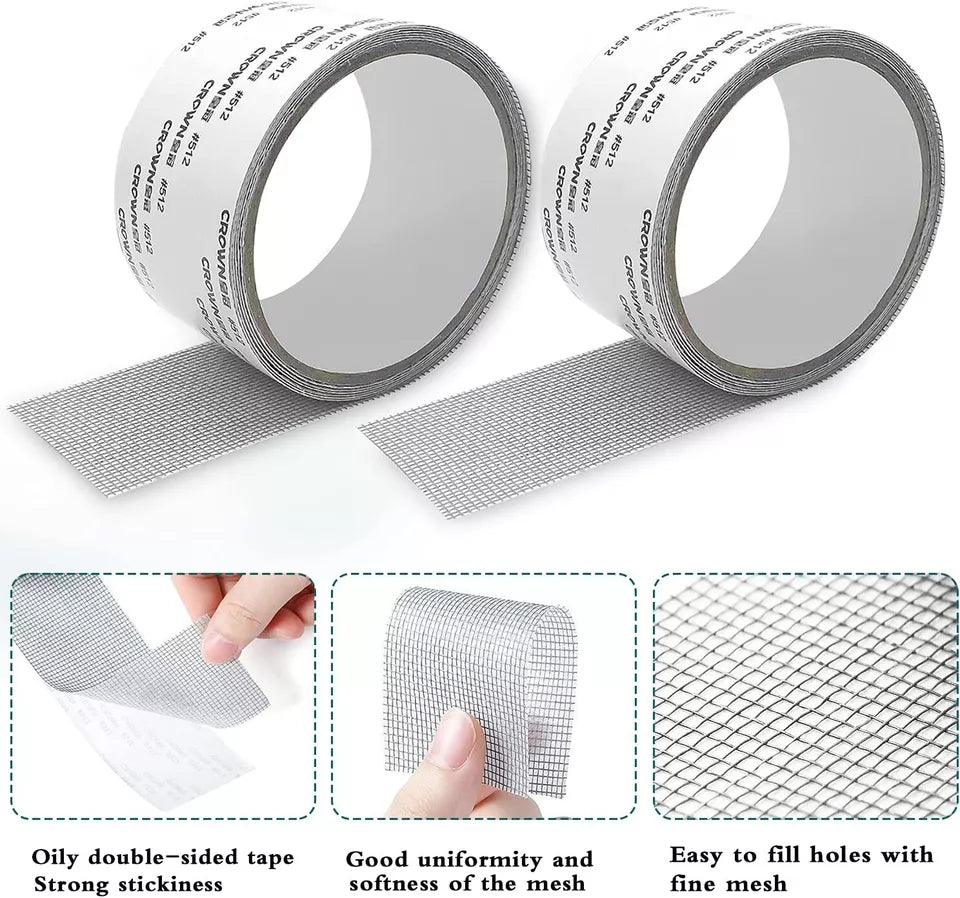 3 Meter Mesh Roll Tape | Self-Adhesive Window Screen Repair Patch | Anti-Insect Fiberglass